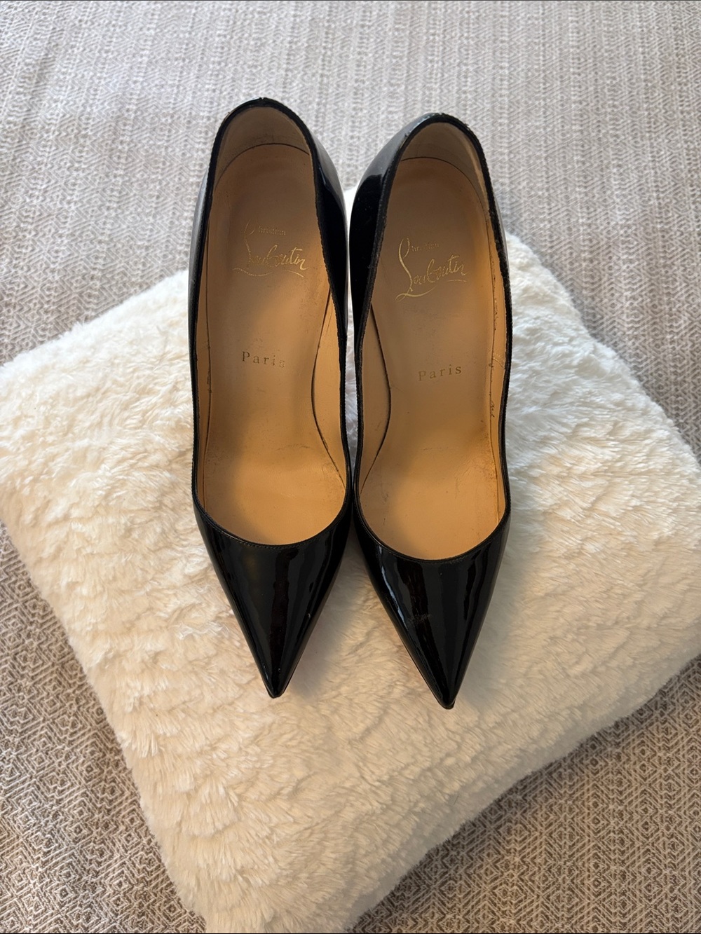 Christian Louboutin Black Patent Pointed Toe Stiletto Pumps